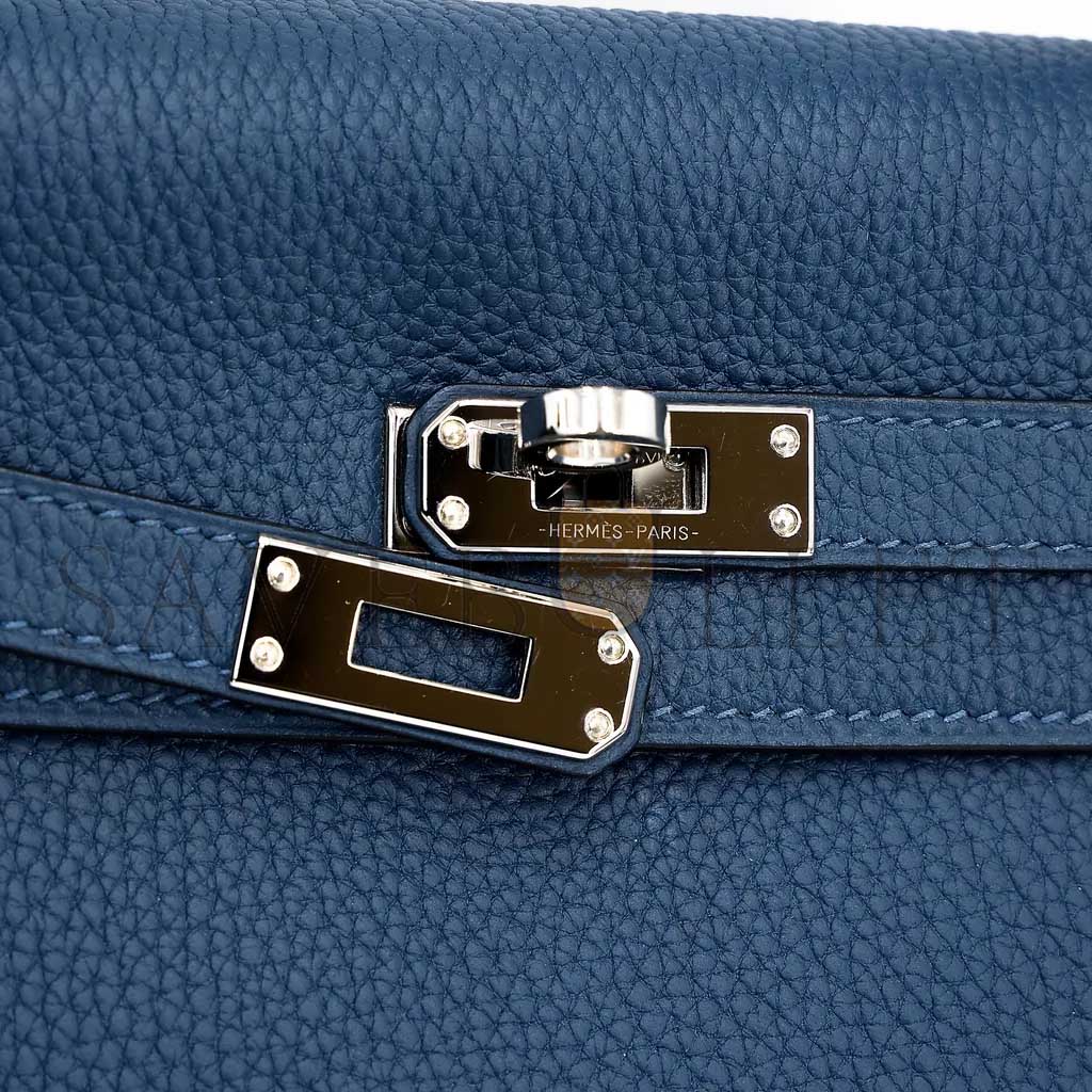 H**mes master kelly 25 dark blue togo calfskin silver buckle (25*17*7cm)